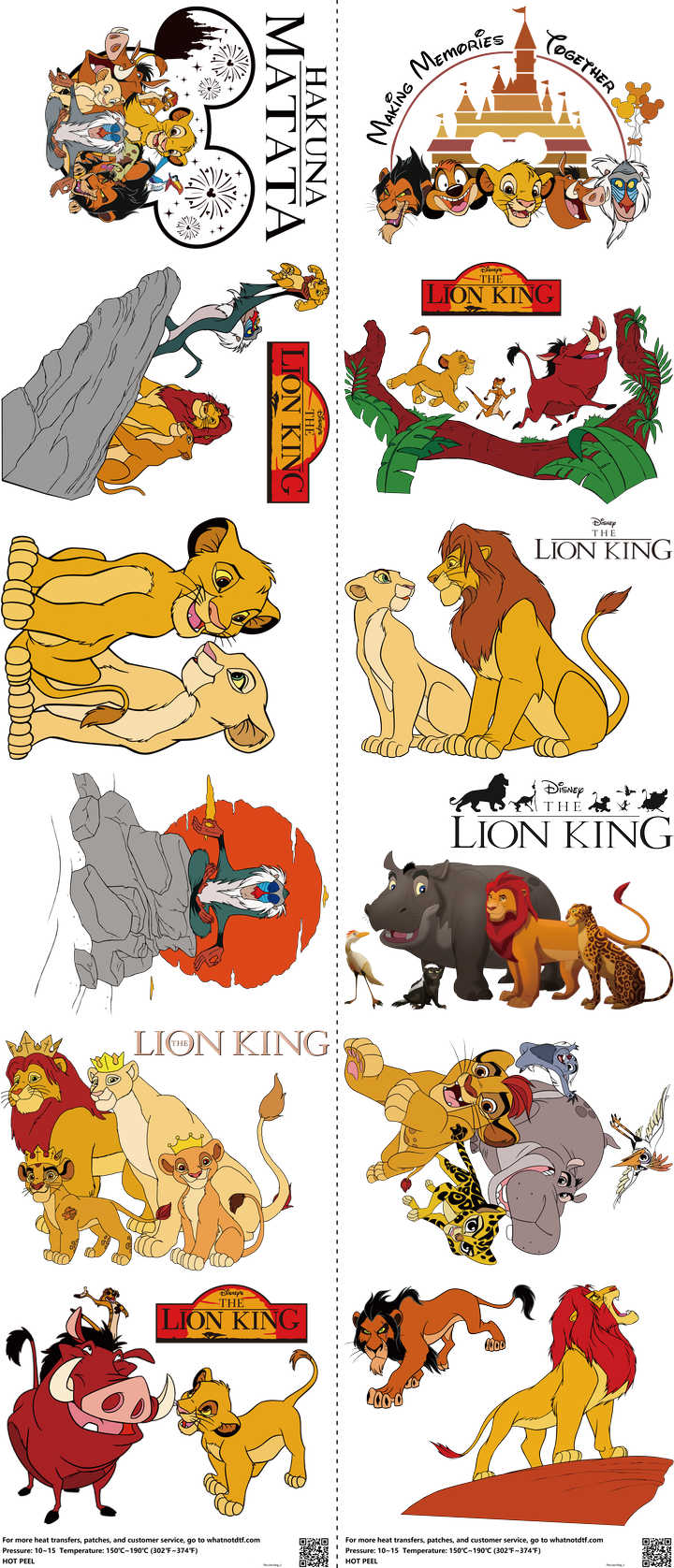 Family Animation Style mixed-style heat transfer design set on a 23.5 by 53 inch sheet