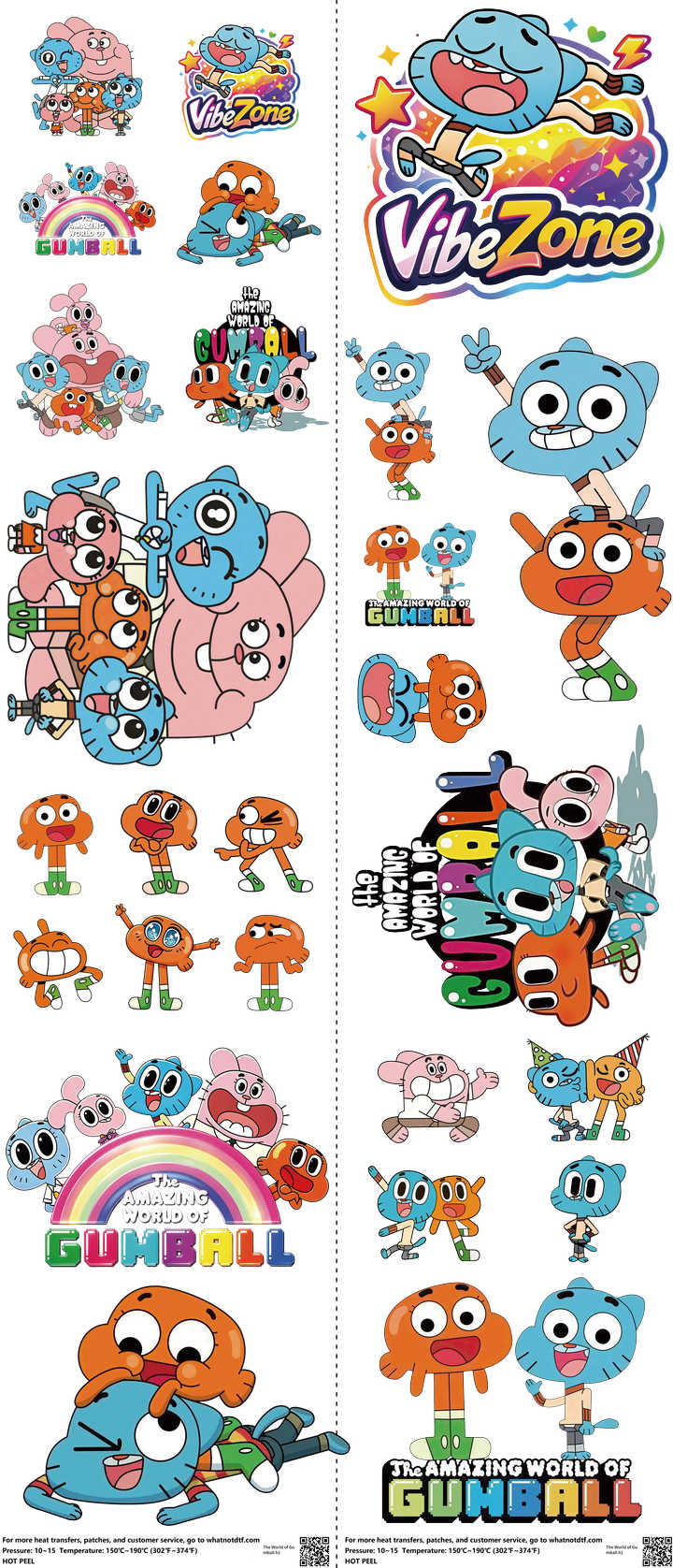 Kids Cartoon Style mixed-style heat transfer design set on a 23.5 by 53 inch sheet