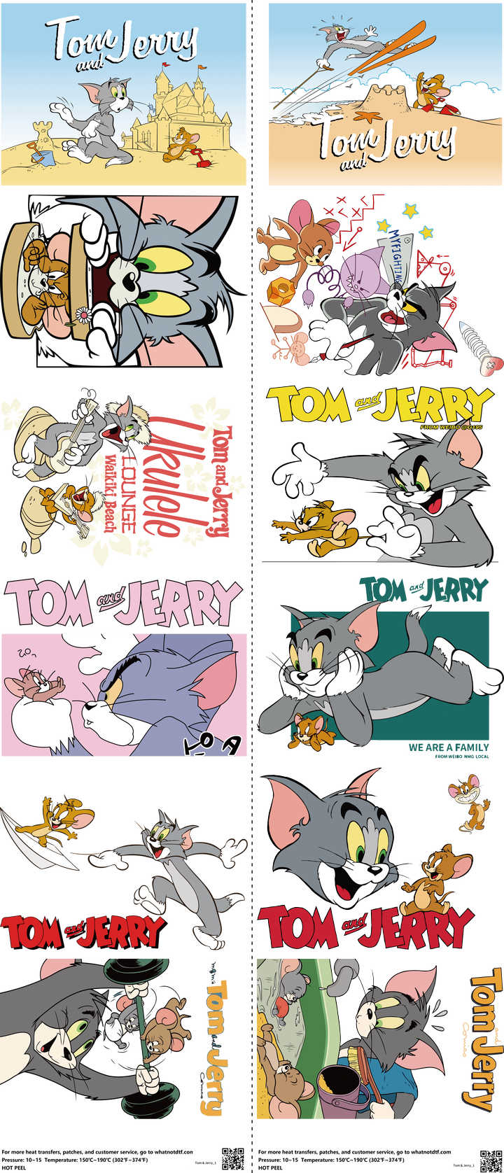 Classic Cartoon Style mixed-style heat transfer design set on a 23.5 by 53 inch sheet