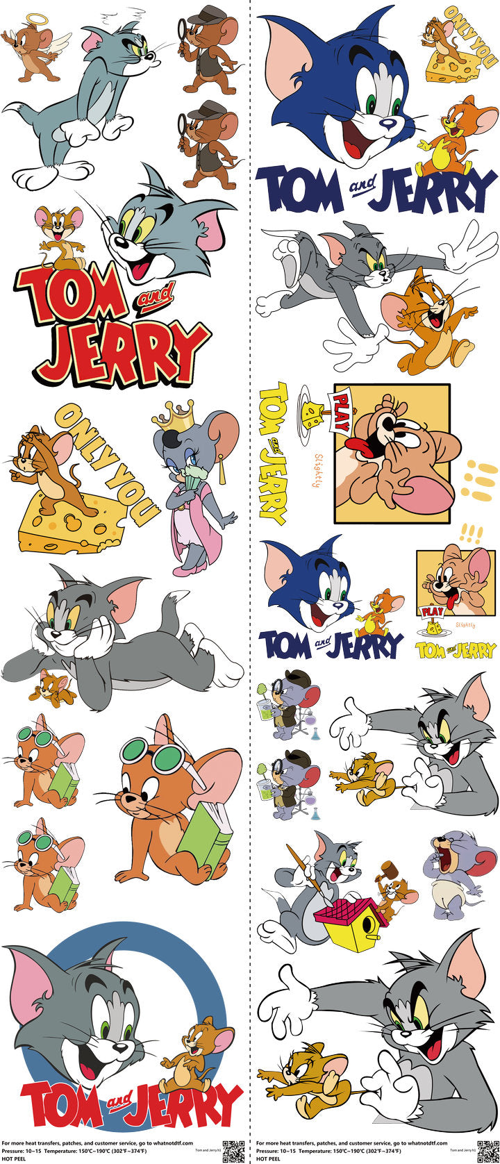 Classic Cartoon Style mixed-style heat transfer design set on a 23.5 by 53 inch sheet