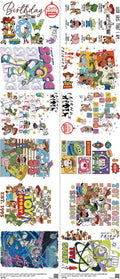 Family Animation Style mixed-style heat transfer design set on a 23.5 by 53 inch sheet