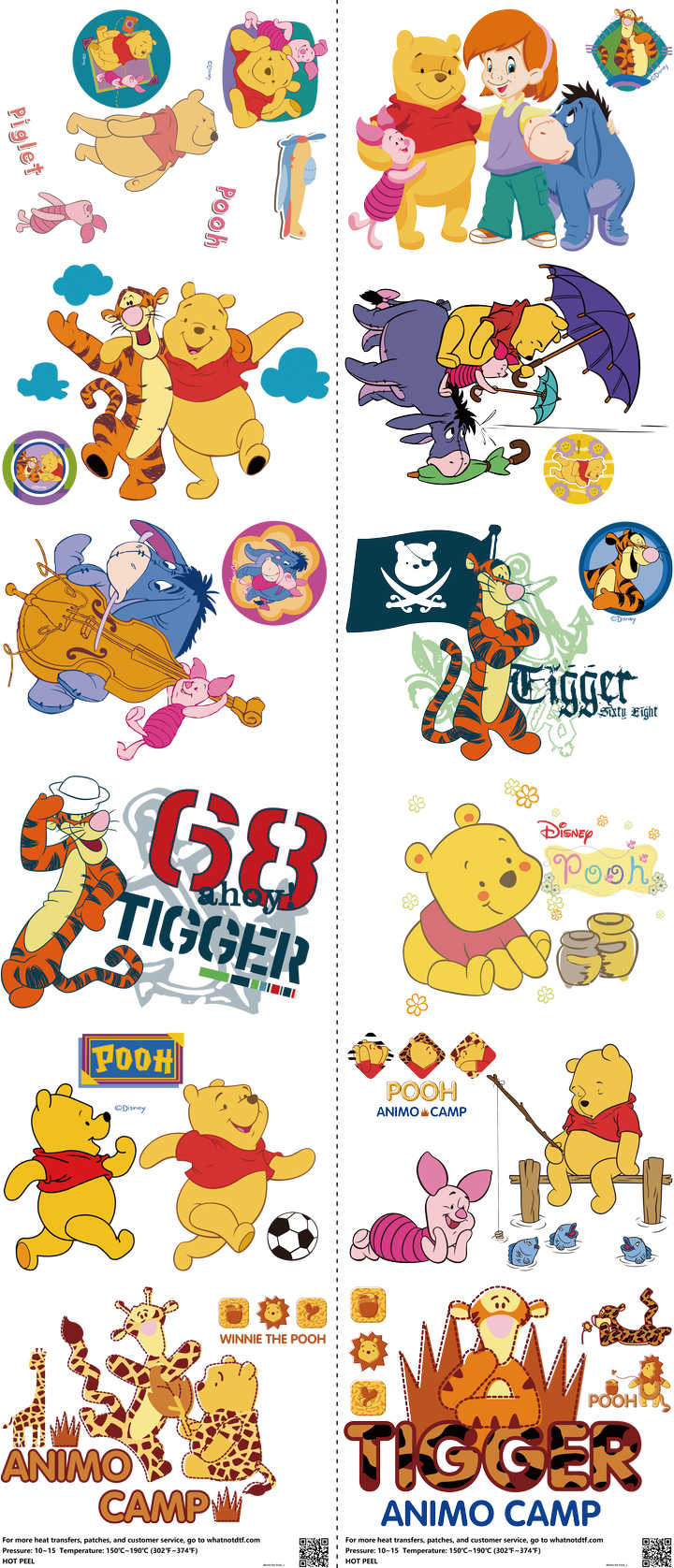Animated Art mixed-style heat transfer design set on a 23.5 by 53 inch sheet