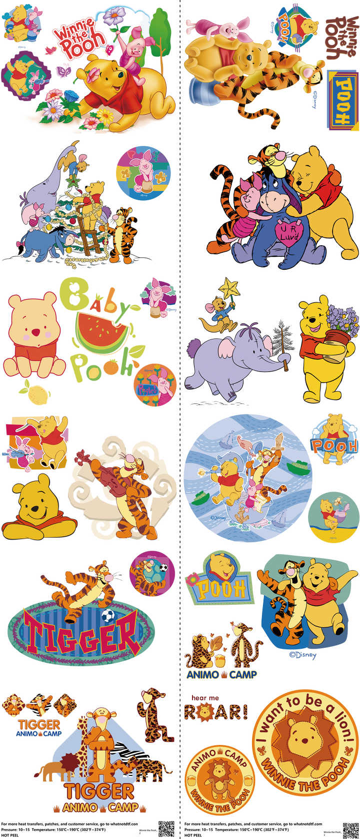 Animated Art mixed-style heat transfer design set on a 23.5 by 53 inch sheet