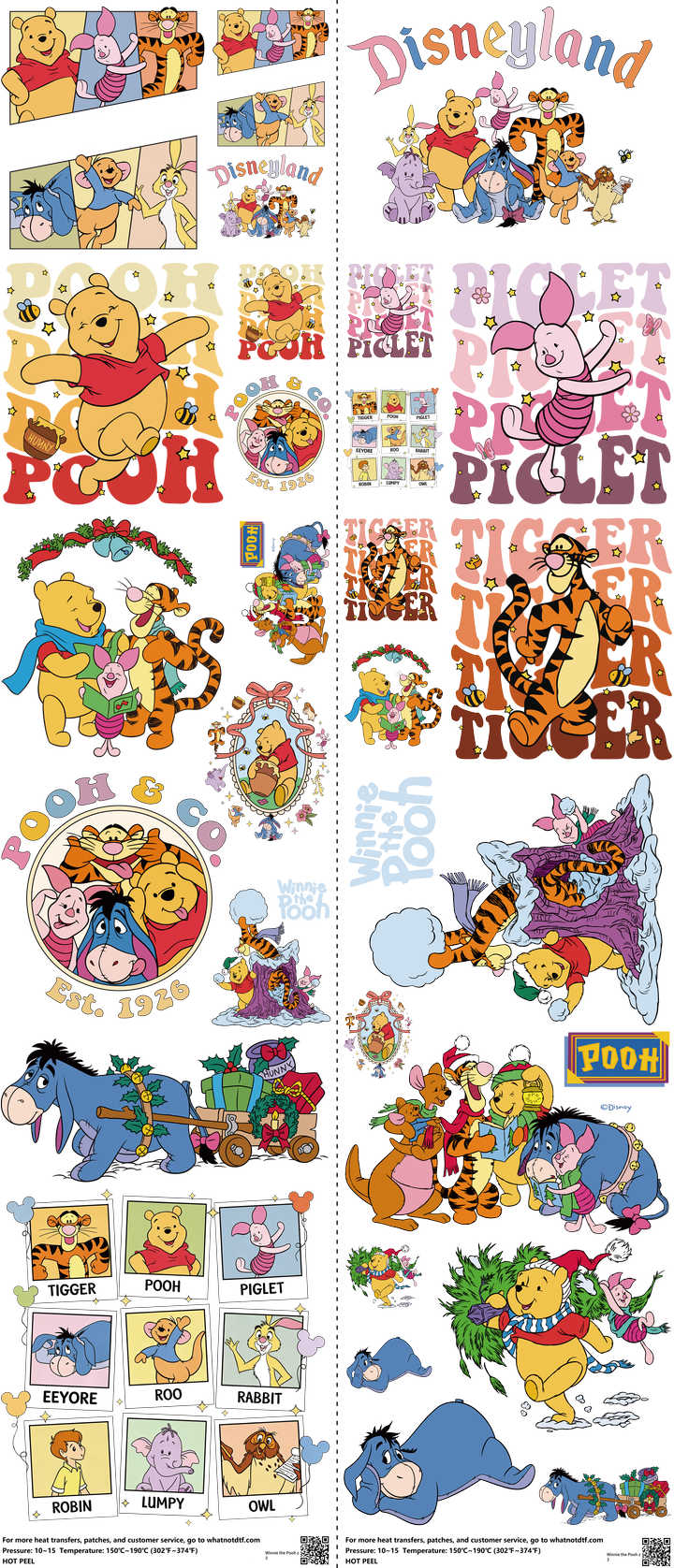 Animated Art mixed-style heat transfer design set on a 23.5 by 53 inch sheet