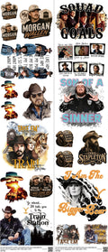 Screen-Inspired Art mixed-style heat transfer design set on a 23.5 by 53 inch sheet