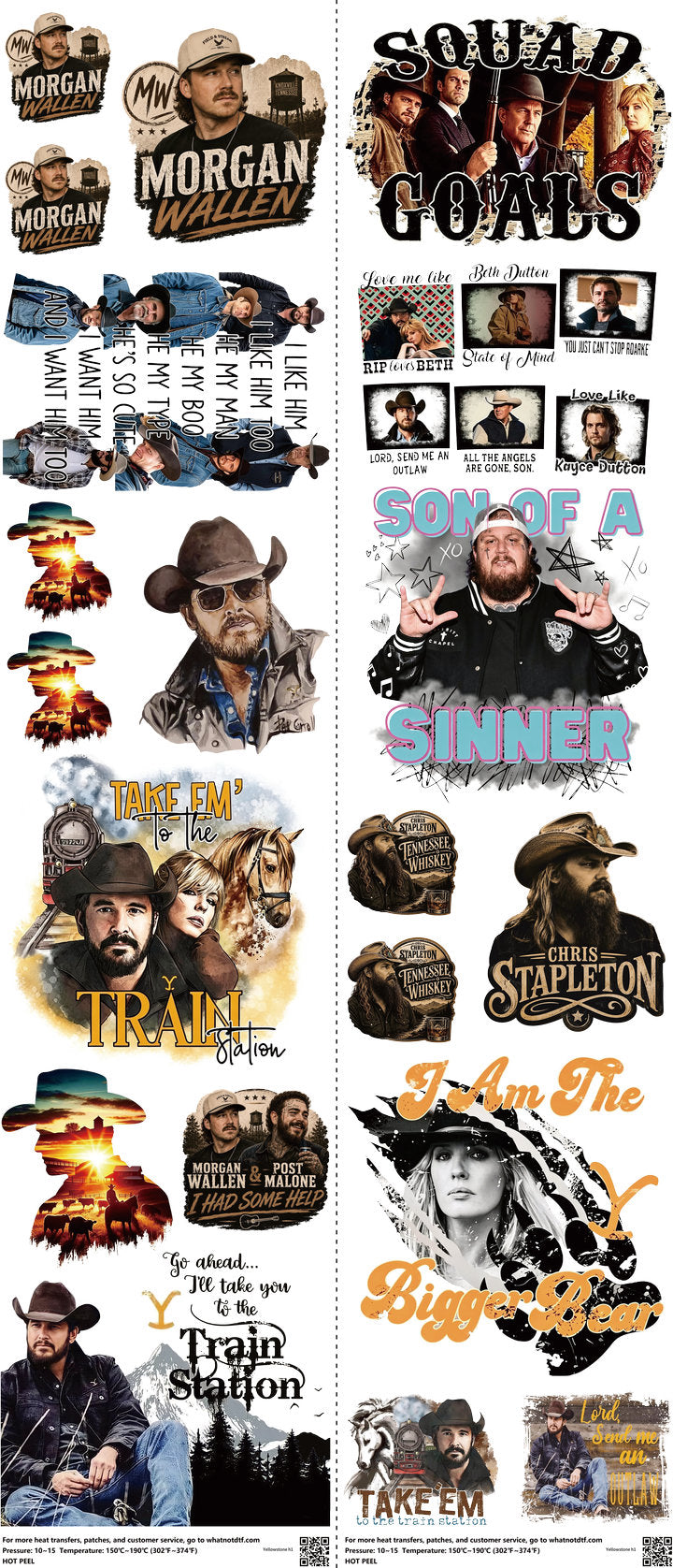 Screen-Inspired Art mixed-style heat transfer design set on a 23.5 by 53 inch sheet