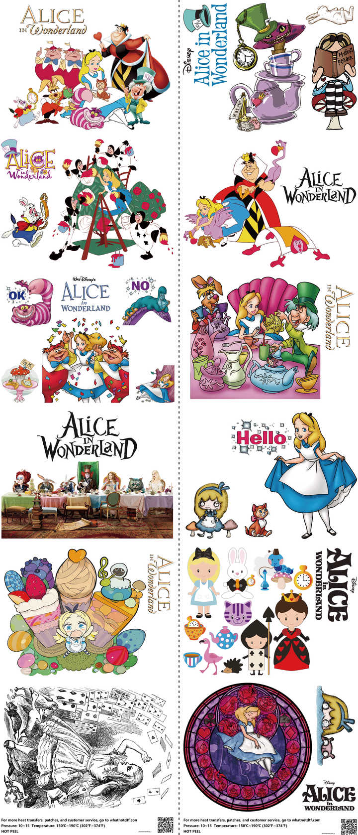 Family Animation Style mixed-style heat transfer design set on a 23.5 by 53 inch sheet