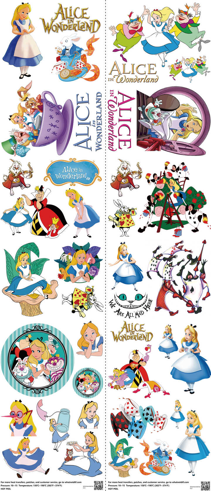 Family Animation Style mixed-style heat transfer design set on a 23.5 by 53 inch sheet