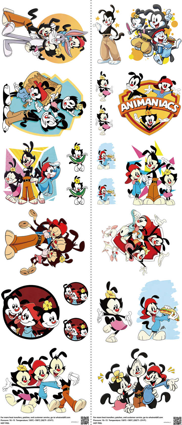 Classic Cartoon Style mixed-style heat transfer design set on a 23.5 by 53 inch sheet