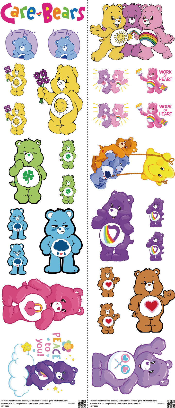 Kids Cartoon Style mixed-style heat transfer design set on a 23.5 by 53 inch sheet
