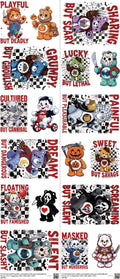 Kids Cartoon Style mixed-style heat transfer design set on a 23.5 by 53 inch sheet