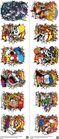 Animated Art mixed-style heat transfer design set on a 23.5 by 53 inch sheet