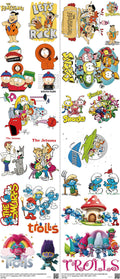 Animated Art mixed-style heat transfer design set on a 23.5 by 53 inch sheet