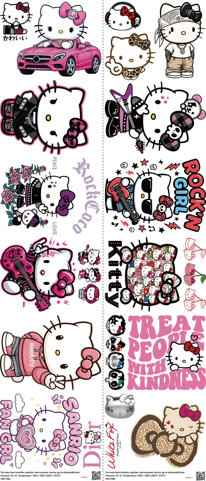 Cute Character Style mixed-style heat transfer design set on a 23.5 by 53 inch sheet