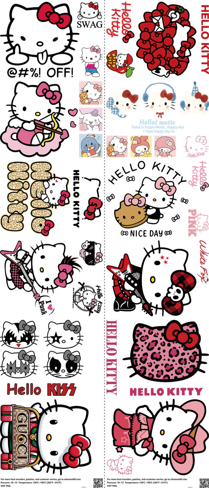 Cute Character Style mixed-style heat transfer design set on a 23.5 by 53 inch sheet