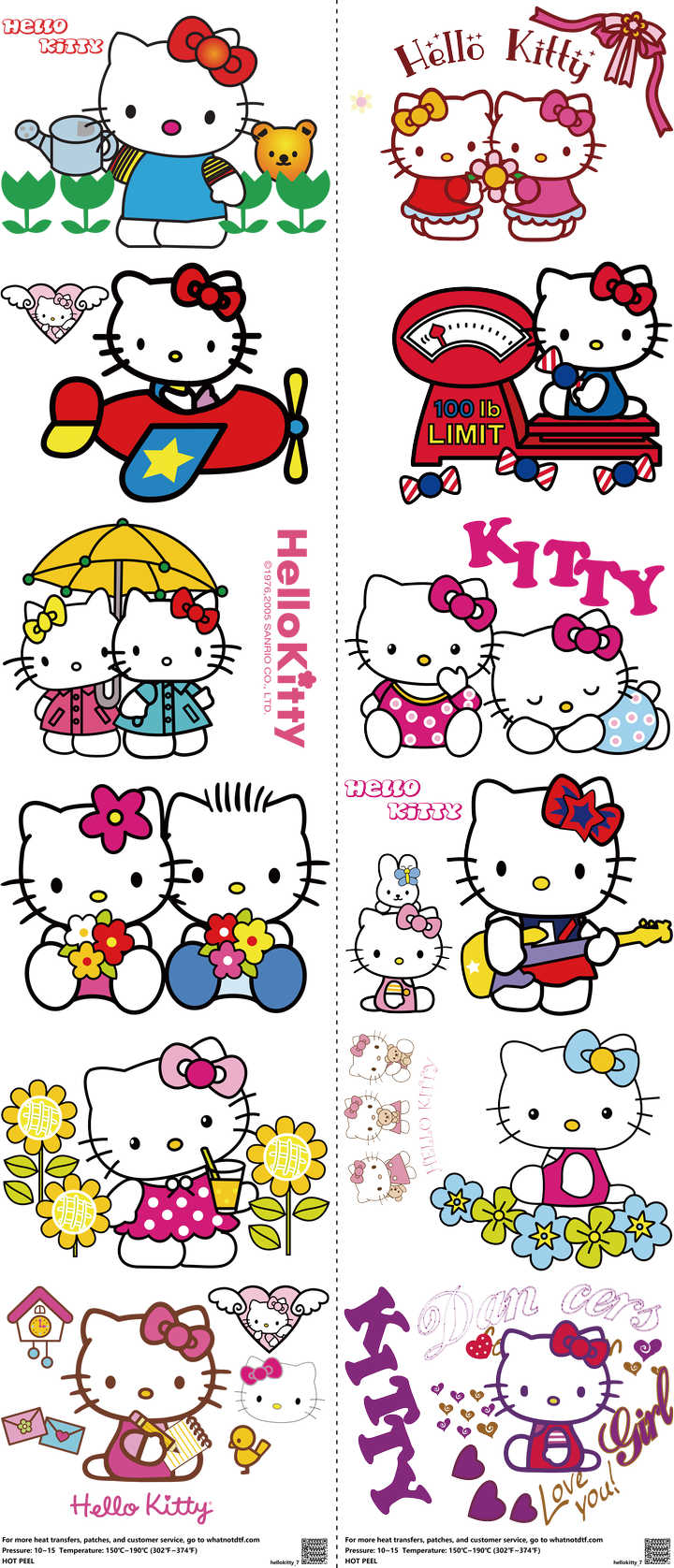 Cute Character Style mixed-style heat transfer design set on a 23.5 by 53 inch sheet