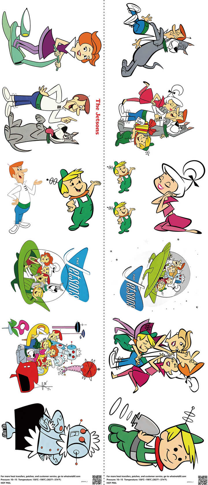 Classic Cartoon Style mixed-style heat transfer design set on a 23.5 by 53 inch sheet