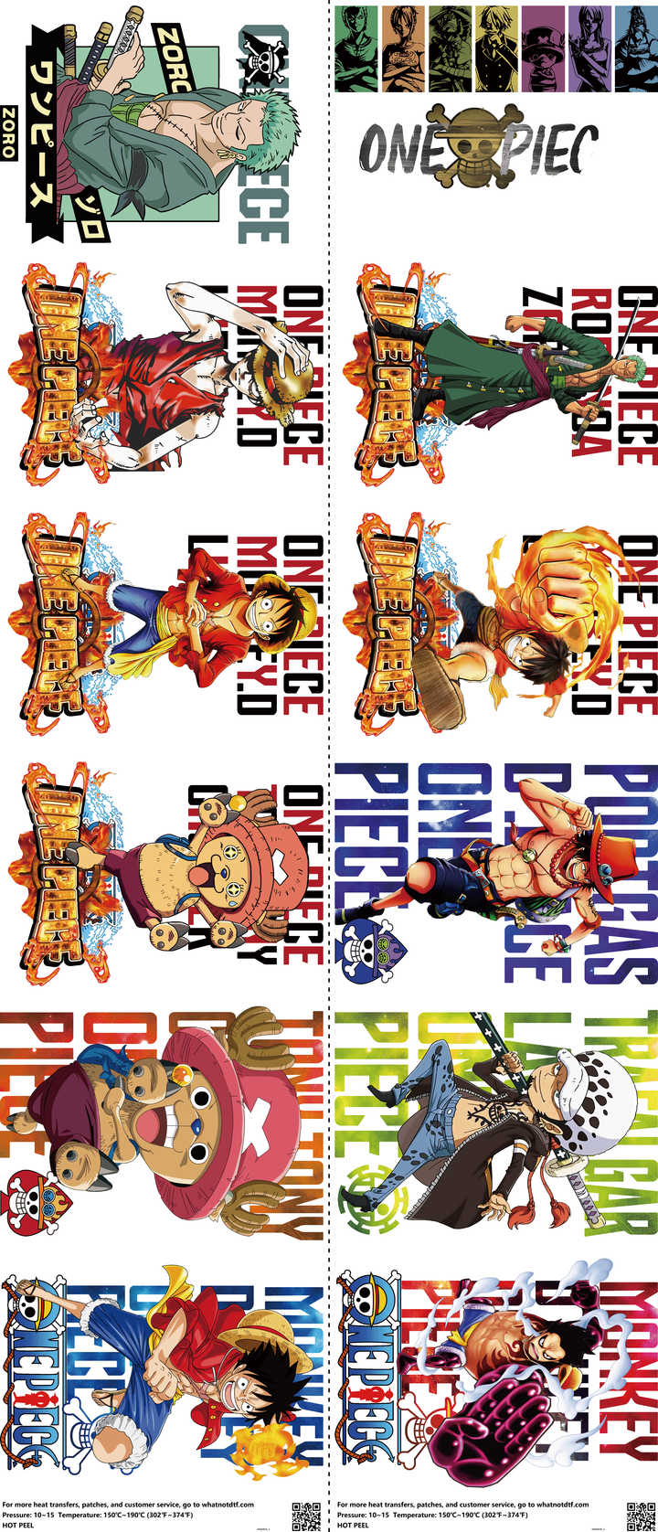 Anime-Inspired Art mixed-style heat transfer design set on a 23.5 by 53 inch sheet