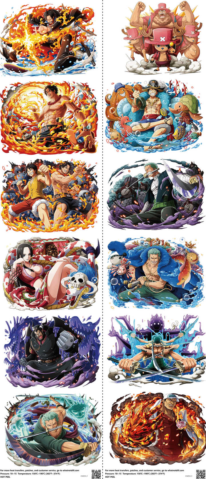 Anime-Inspired Art mixed-style heat transfer design set on a 23.5 by 53 inch sheet