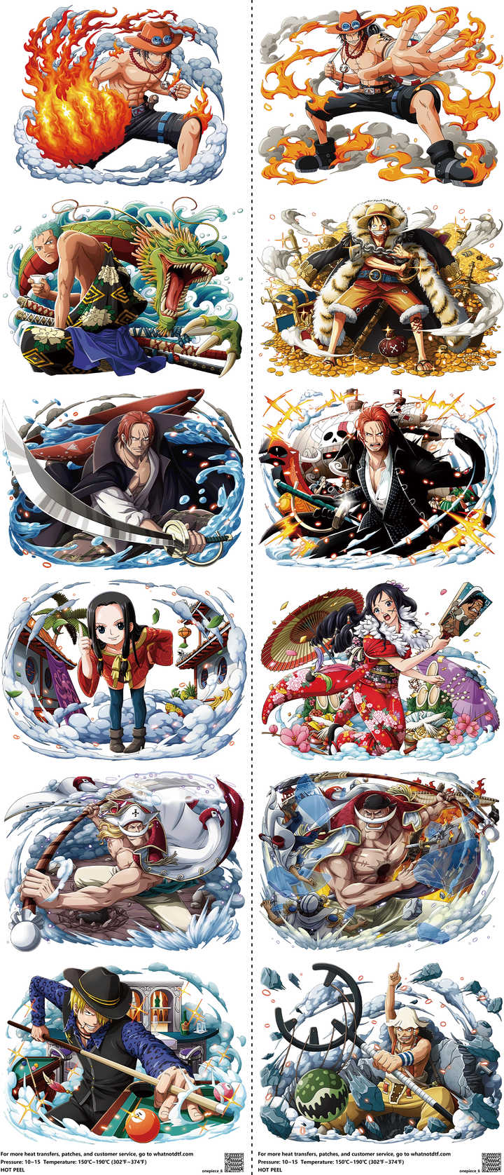 Anime-Inspired Art mixed-style heat transfer design set on a 23.5 by 53 inch sheet
