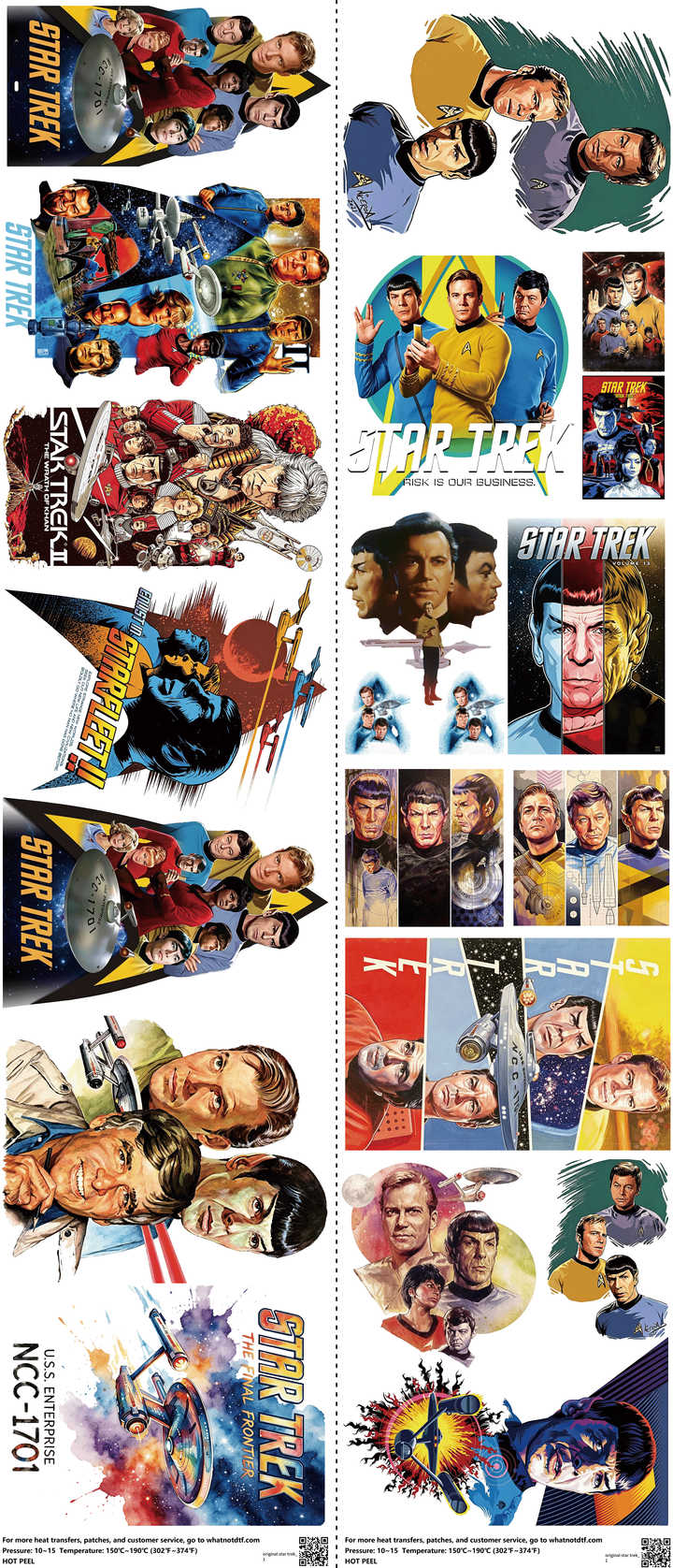 Screen-Inspired Art mixed-style heat transfer design set on a 23.5 by 53 inch sheet