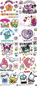 Cute Character Style mixed-style heat transfer design set on a 23.5 by 53 inch sheet