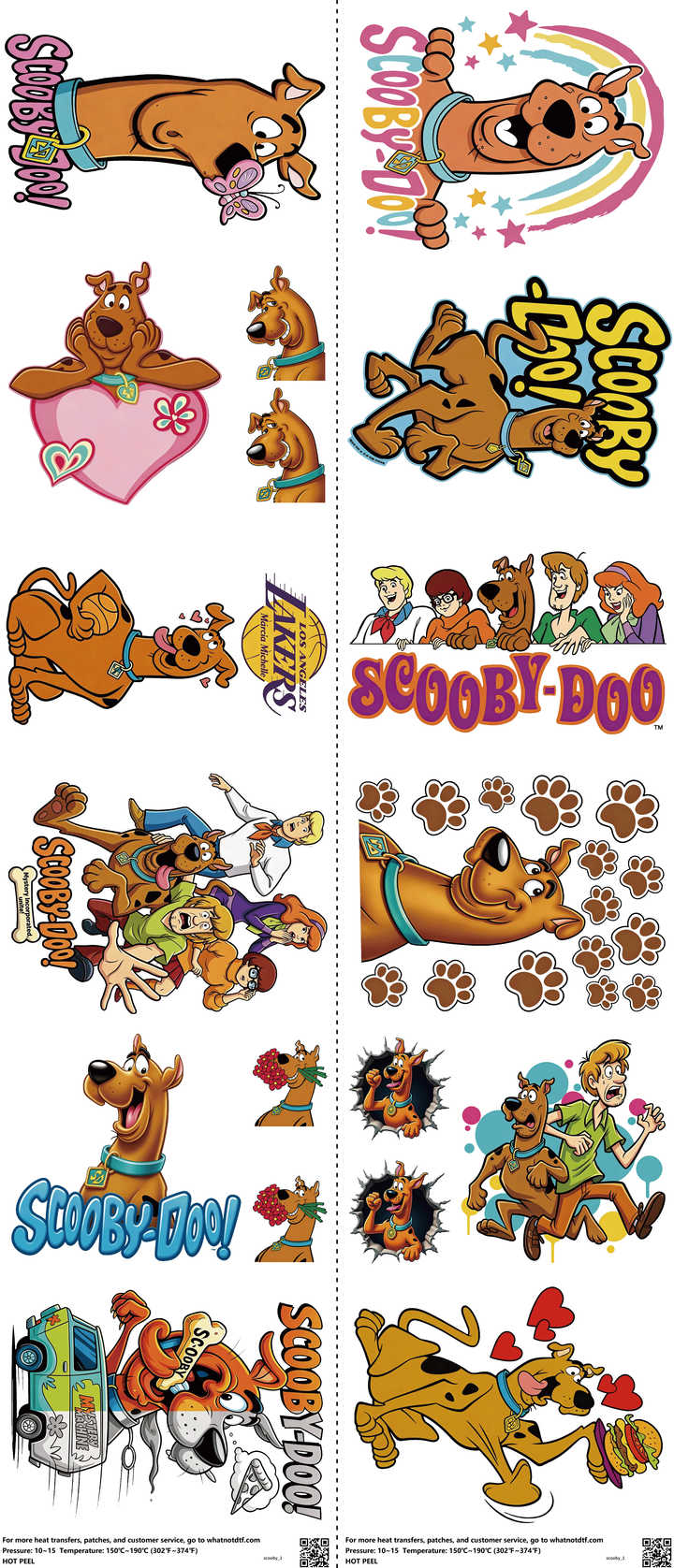 Classic Cartoon Style mixed-style heat transfer design set on a 23.5 by 53 inch sheet