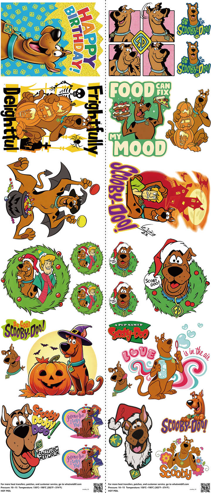 Classic Cartoon Style mixed-style heat transfer design set on a 23.5 by 53 inch sheet