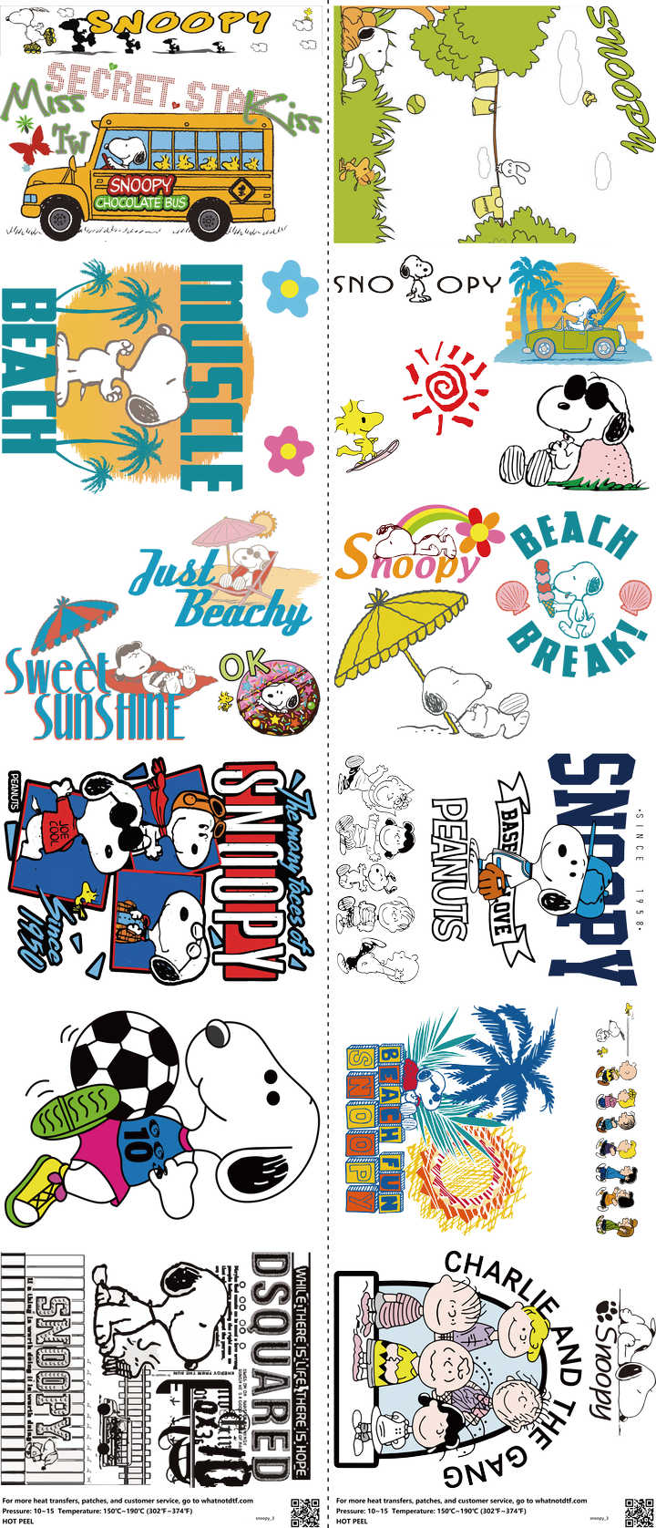 Classic Cartoon Style mixed-style heat transfer design set on a 23.5 by 53 inch sheet