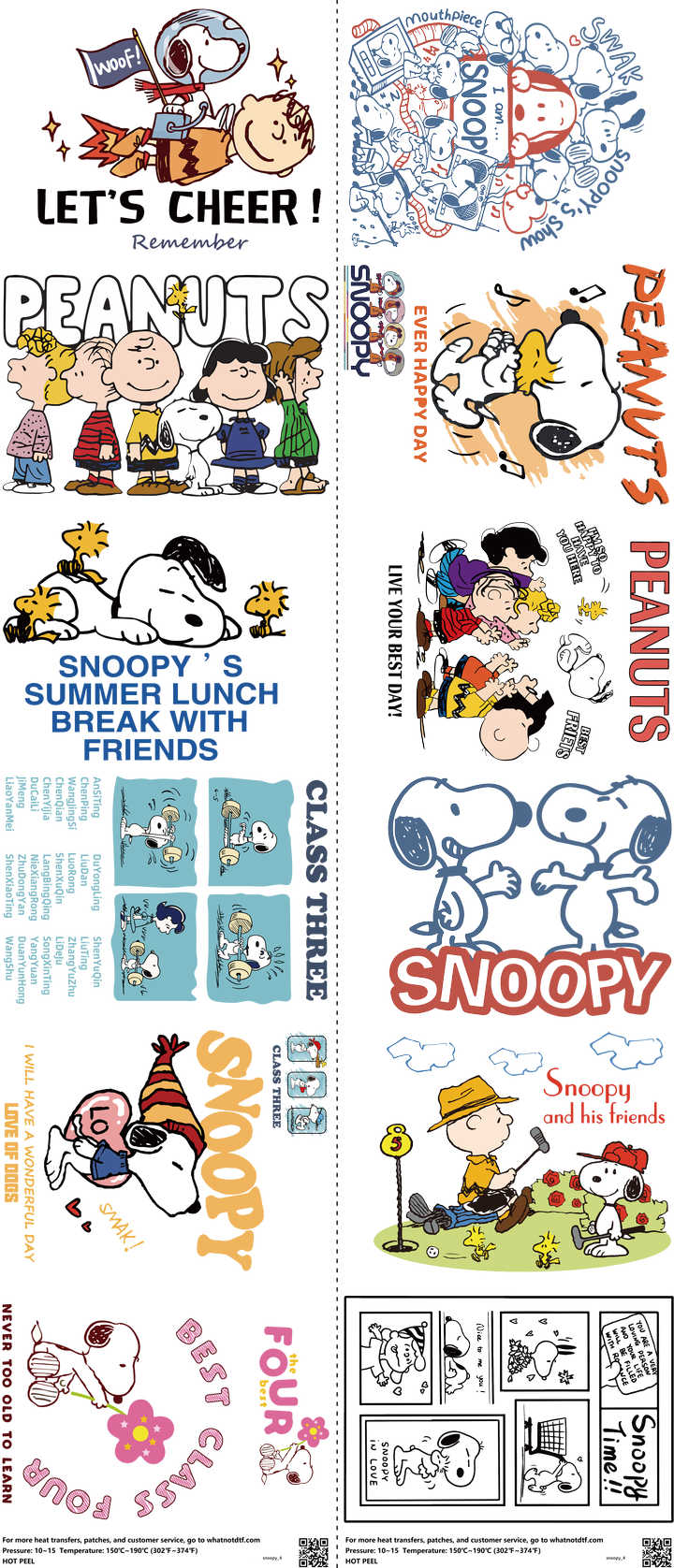 Classic Cartoon Style mixed-style heat transfer design set on a 23.5 by 53 inch sheet