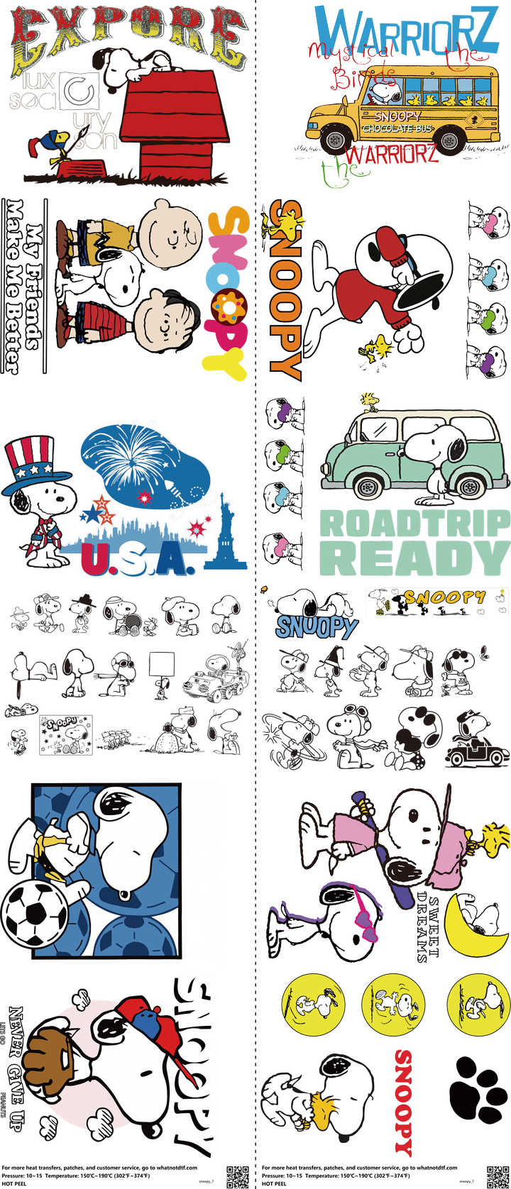 Classic Cartoon Style mixed-style heat transfer design set on a 23.5 by 53 inch sheet