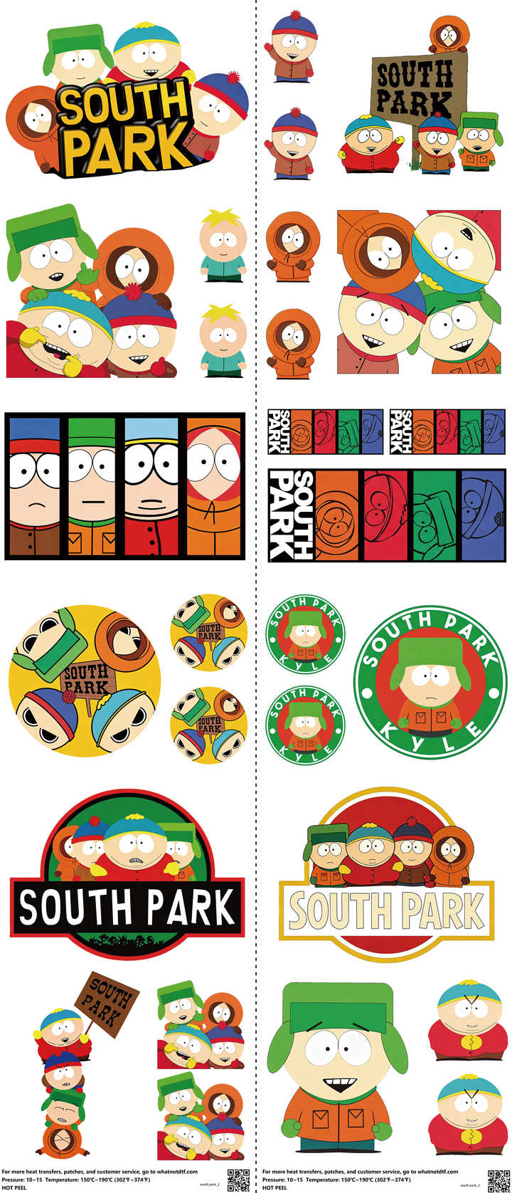 Classic Cartoon Style mixed-style heat transfer design set on a 23.5 by 53 inch sheet