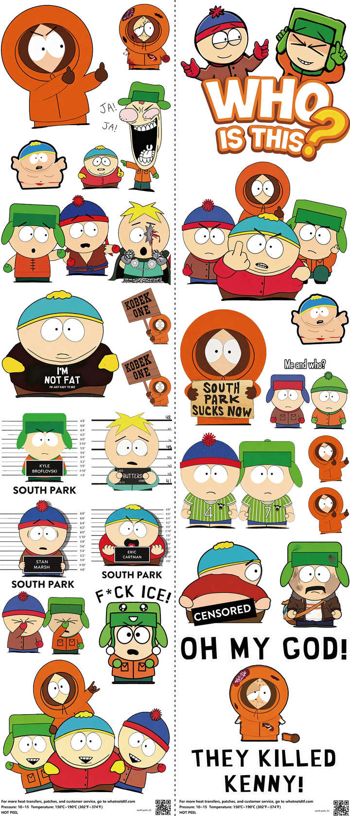 Classic Cartoon Style mixed-style heat transfer design set on a 23.5 by 53 inch sheet