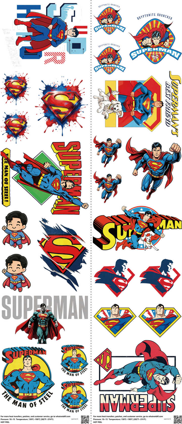 Hero-Inspired Art mixed-style heat transfer design set on a 23.5 by 53 inch sheet