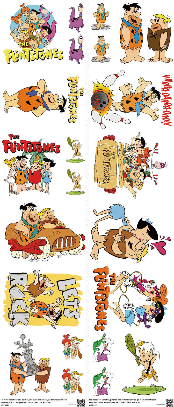 Classic Cartoon Style mixed-style heat transfer design set on a 23.5 by 53 inch sheet