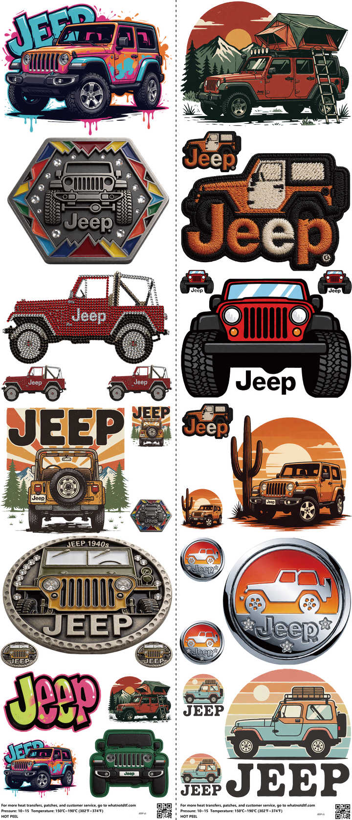 Automotive Style mixed-style heat transfer design set on a 23.5 by 53 inch sheet