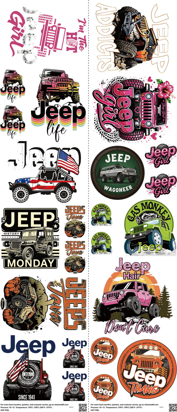 Automotive Style mixed-style heat transfer design set on a 23.5 by 53 inch sheet
