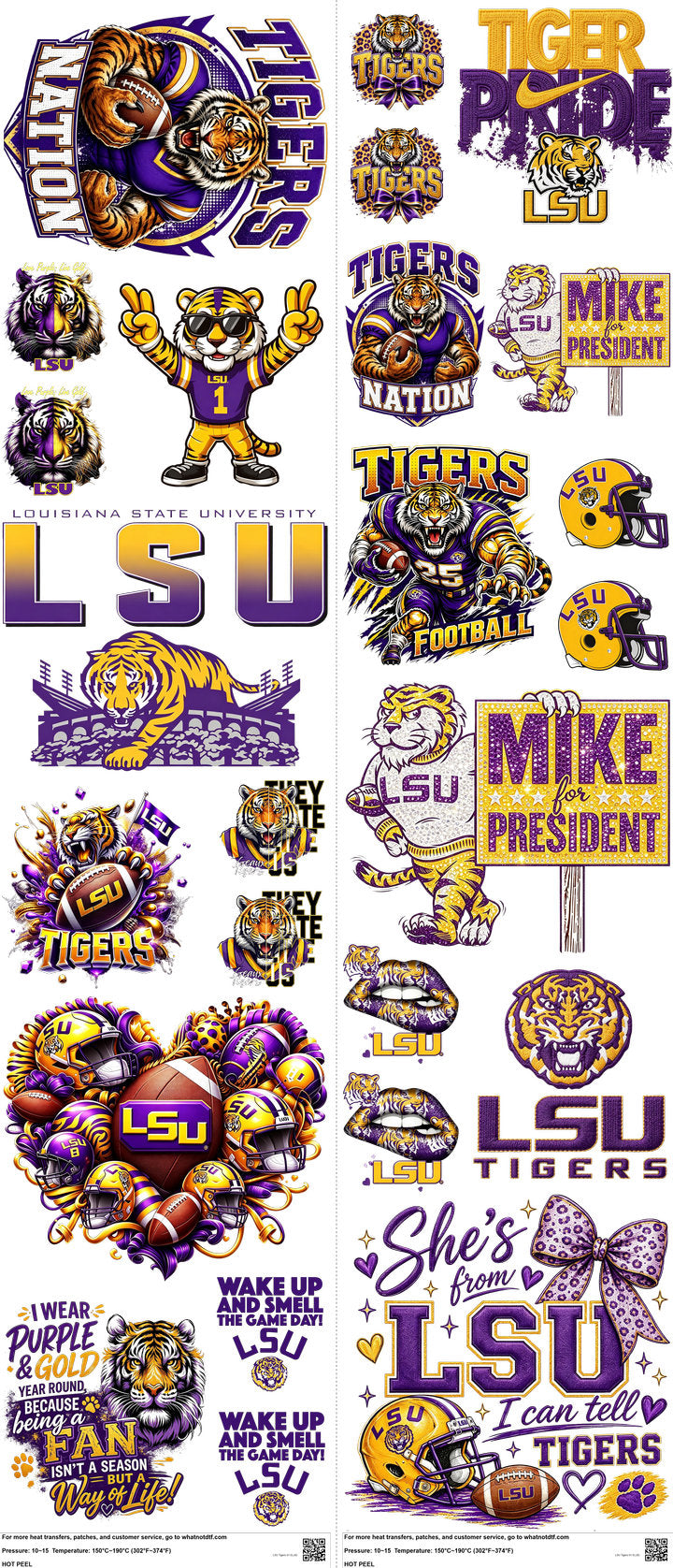 College Football mixed-style heat transfer design set on a 23.5 by 53 inch sheet