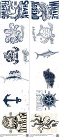 Marine Life & Fish mixed-style heat transfer design set on a 23.5 by 53 inch sheet