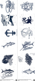 Marine Life & Fish mixed-style heat transfer design set on a 23.5 by 53 inch sheet