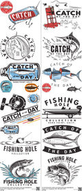 Marine Life & Fish mixed-style heat transfer design set on a 23.5 by 53 inch sheet