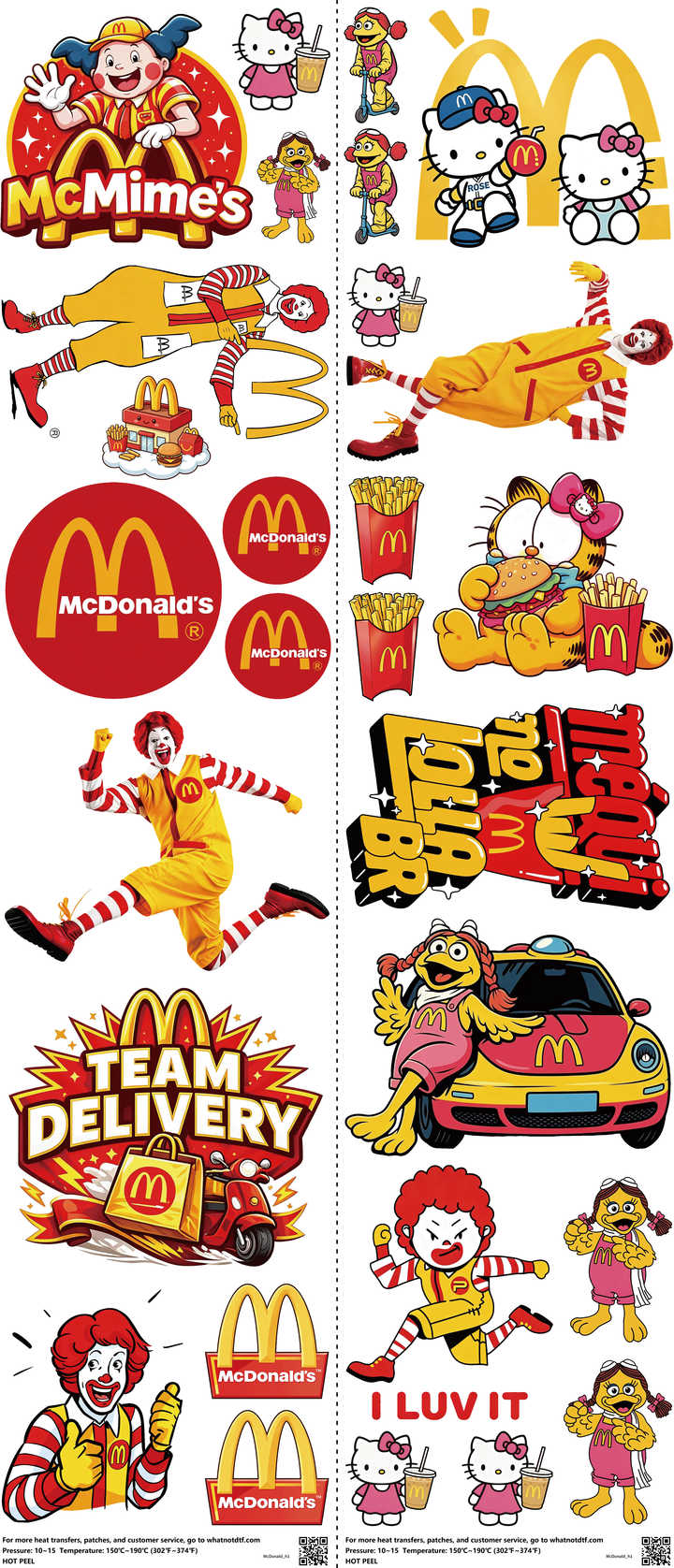 Food & Drink Style mixed-style heat transfer design set on a 23.5 by 53 inch sheet