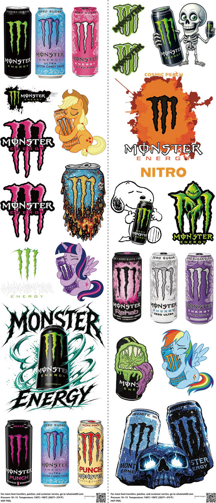Food & Drink Style mixed-style heat transfer design set on a 23.5 by 53 inch sheet