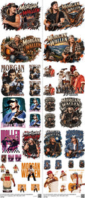 Music-Inspired Art mixed-style heat transfer design set on a 23.5 by 53 inch sheet
