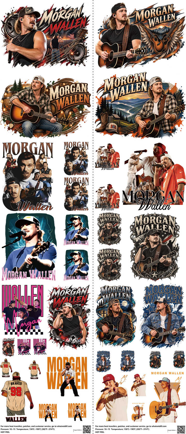 Music-Inspired Art mixed-style heat transfer design set on a 23.5 by 53 inch sheet
