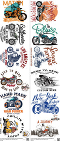 Automotive Style mixed-style heat transfer design set on a 23.5 by 53 inch sheet