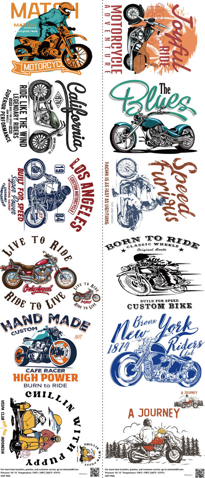 Automotive Style mixed-style heat transfer design set on a 23.5 by 53 inch sheet