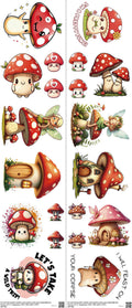 Mushroom mixed-style heat transfer design set on a 23.5 by 53 inch sheet