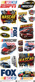 Motorsports mixed-style heat transfer design set on a 23.5 by 53 inch sheet