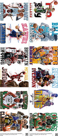 Basketball mixed-style heat transfer design set on a 23.5 by 53 inch sheet